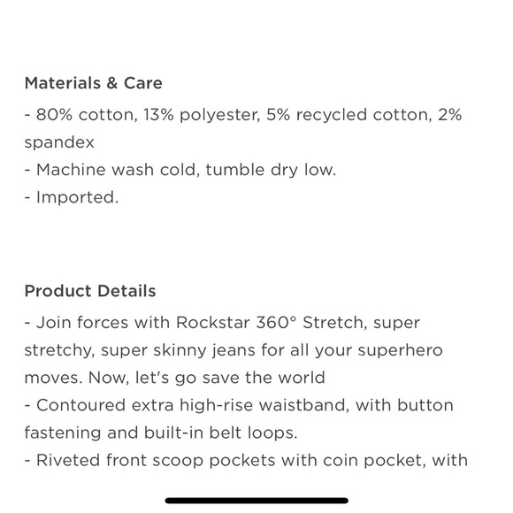 OLD NAVY Extra High-Waist Rockstar 360 Stretch Ripped Super Skinny Jeans 8T NWT - Picture 9 of 10